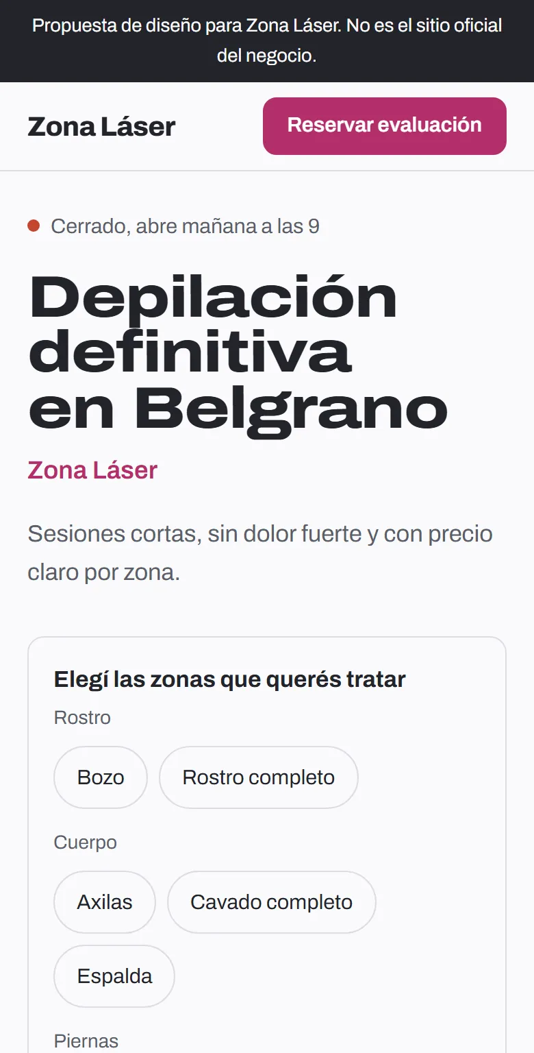 Captura del estilo para depilación en un celular
