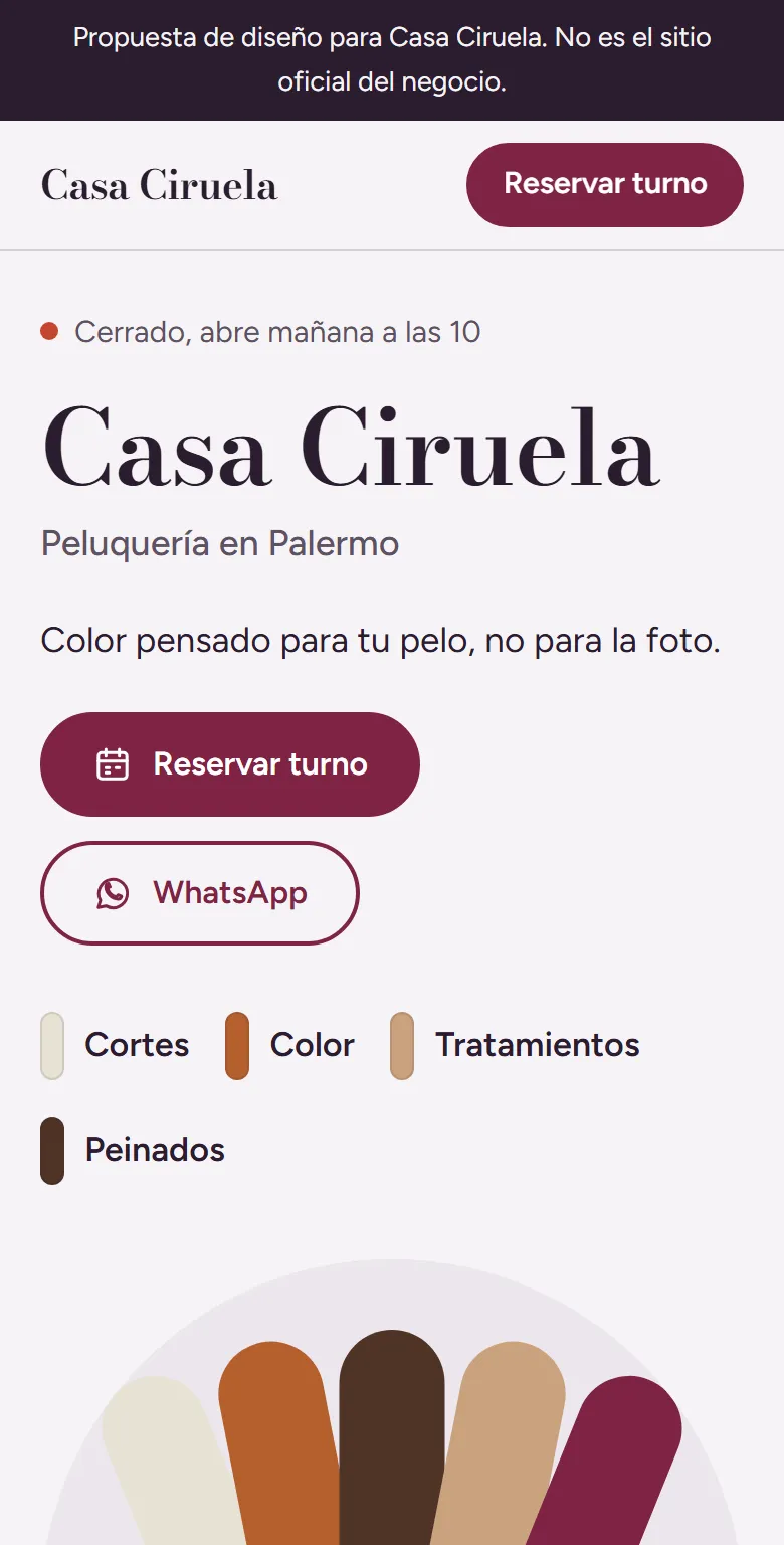Captura del estilo para peluquería en un celular