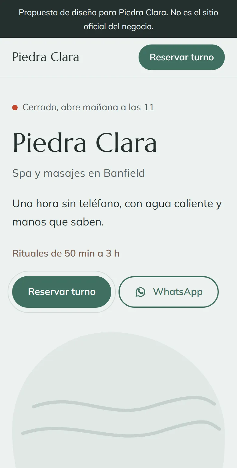Captura del estilo para spa y masajes en un celular